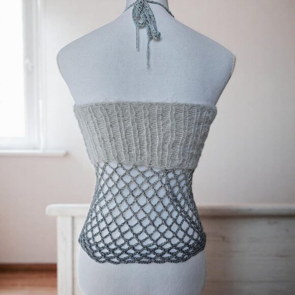 ✨ Handmade Knit & Crochet Mesh Top ✨ - Picture 4 of 6